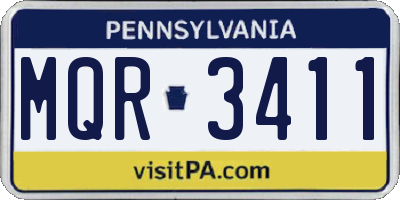 PA license plate MQR3411