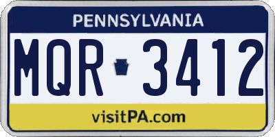 PA license plate MQR3412