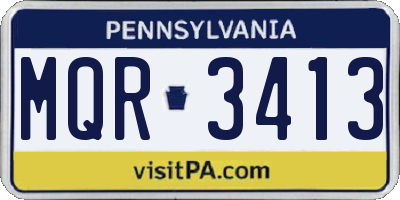 PA license plate MQR3413