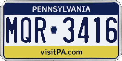 PA license plate MQR3416