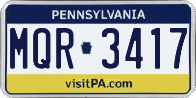 PA license plate MQR3417