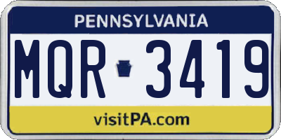 PA license plate MQR3419