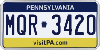 PA license plate MQR3420