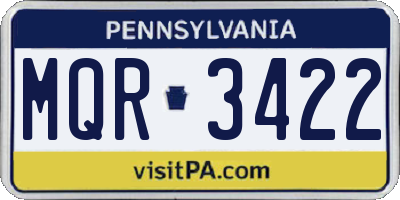 PA license plate MQR3422