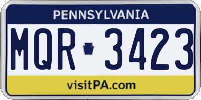 PA license plate MQR3423