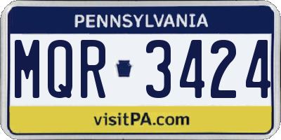PA license plate MQR3424