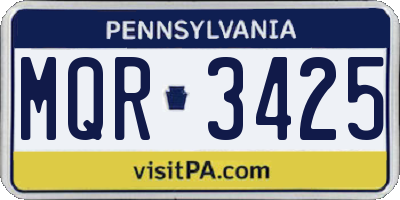 PA license plate MQR3425