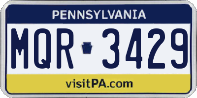 PA license plate MQR3429