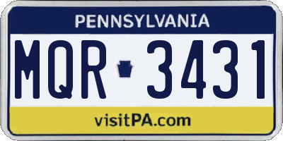 PA license plate MQR3431