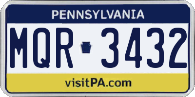PA license plate MQR3432