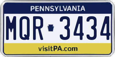 PA license plate MQR3434