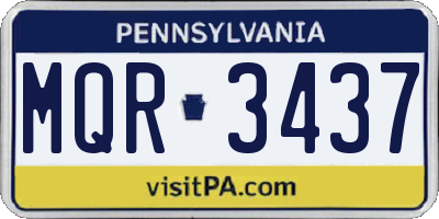 PA license plate MQR3437