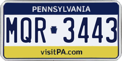 PA license plate MQR3443