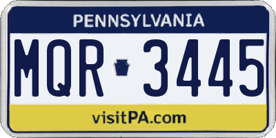 PA license plate MQR3445