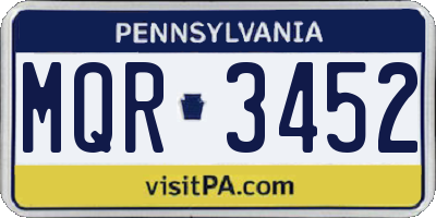 PA license plate MQR3452