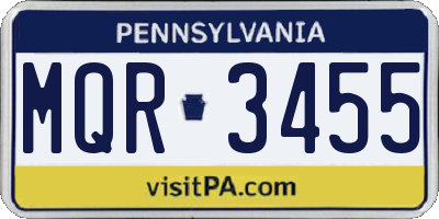 PA license plate MQR3455
