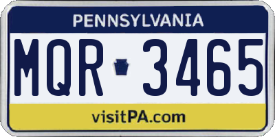 PA license plate MQR3465