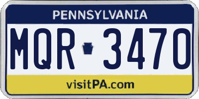 PA license plate MQR3470