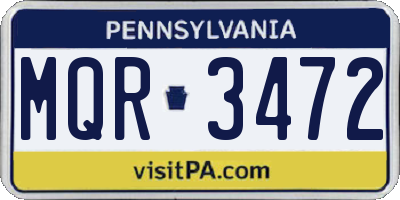 PA license plate MQR3472