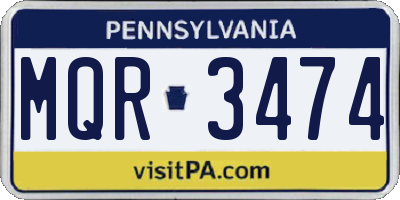 PA license plate MQR3474