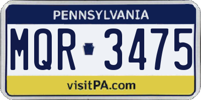 PA license plate MQR3475
