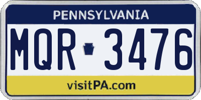 PA license plate MQR3476
