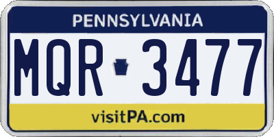 PA license plate MQR3477