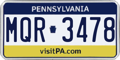 PA license plate MQR3478
