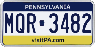 PA license plate MQR3482
