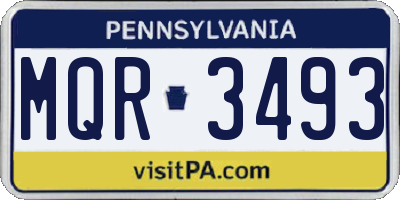 PA license plate MQR3493