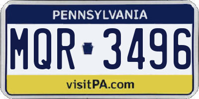 PA license plate MQR3496