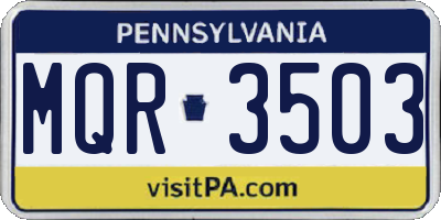PA license plate MQR3503