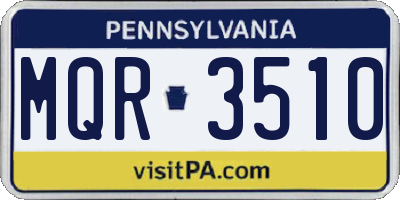 PA license plate MQR3510
