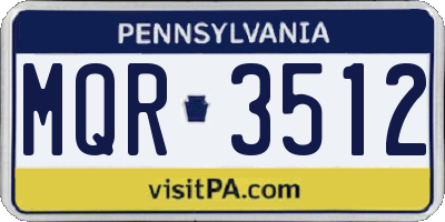 PA license plate MQR3512