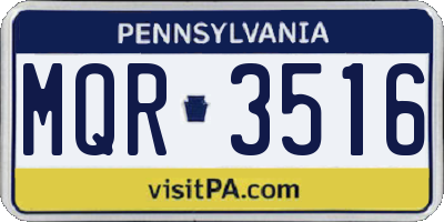 PA license plate MQR3516