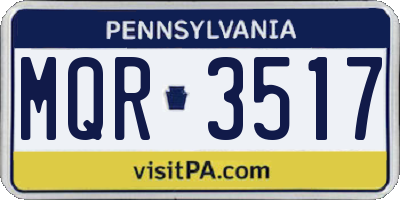 PA license plate MQR3517