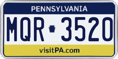 PA license plate MQR3520