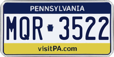 PA license plate MQR3522