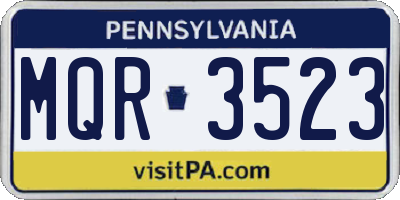 PA license plate MQR3523