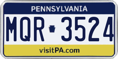 PA license plate MQR3524