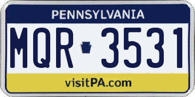 PA license plate MQR3531