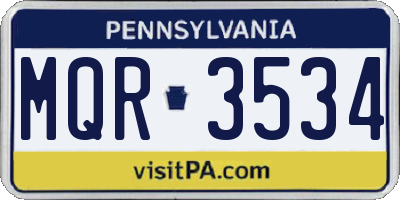 PA license plate MQR3534