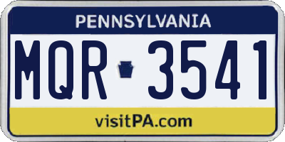PA license plate MQR3541
