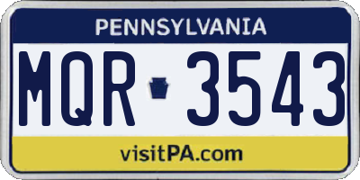 PA license plate MQR3543