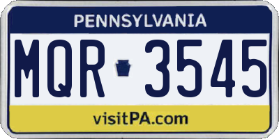 PA license plate MQR3545