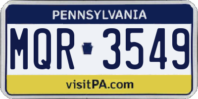 PA license plate MQR3549