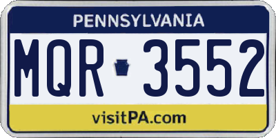 PA license plate MQR3552