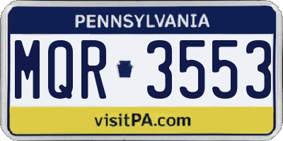 PA license plate MQR3553