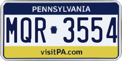 PA license plate MQR3554