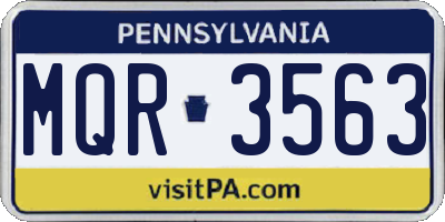 PA license plate MQR3563